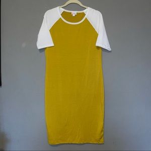 Large LulaRoe Julia fitted yellow dress